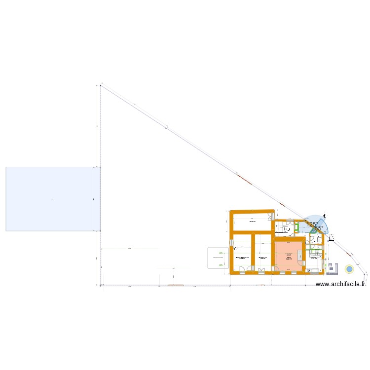 2023 06 00 Plan existant test sdb. Plan de 2 pièces et 27 m2