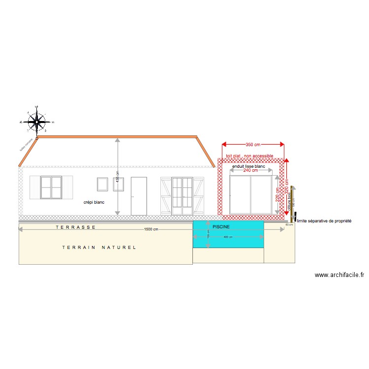 plan de coupe projet. Plan de 0 pièce et 0 m2