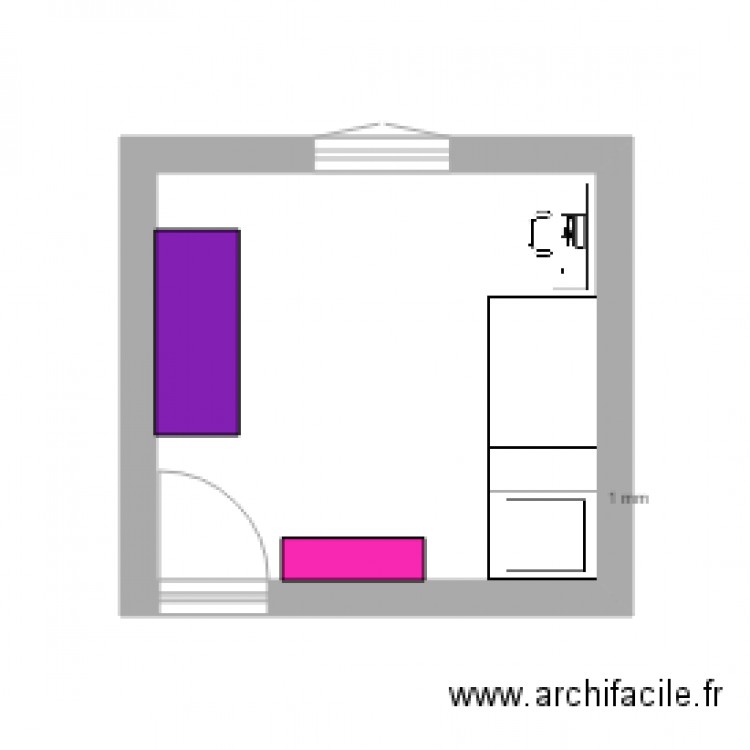 Chambre 10 m2 lit de côté. Plan de 0 pièce et 0 m2