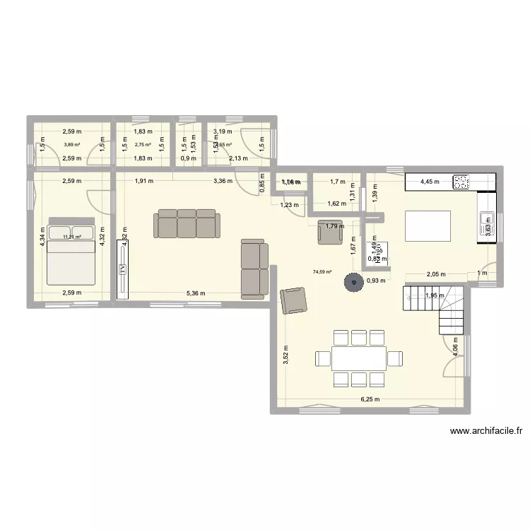 Alpe. Plan de 5 Pièces et 97 m²