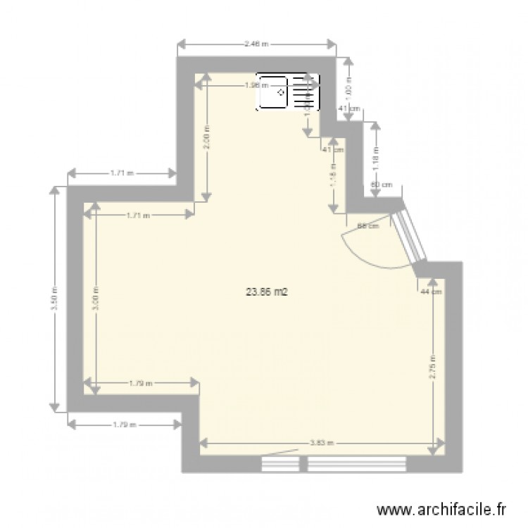 Midi Lacombe piece avivre. Plan de 0 pièce et 0 m2