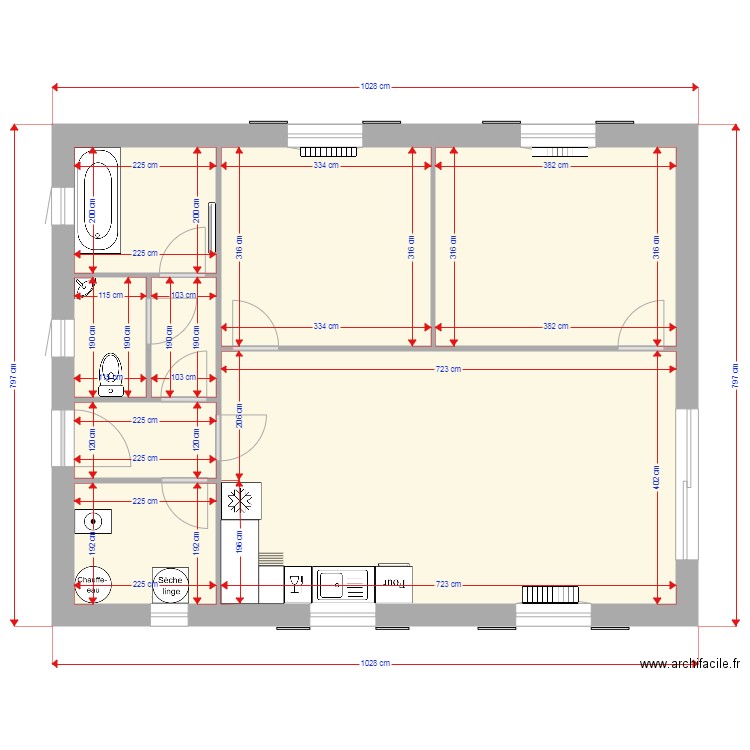 plan paysage. Plan de 8 pièces et 67 m2