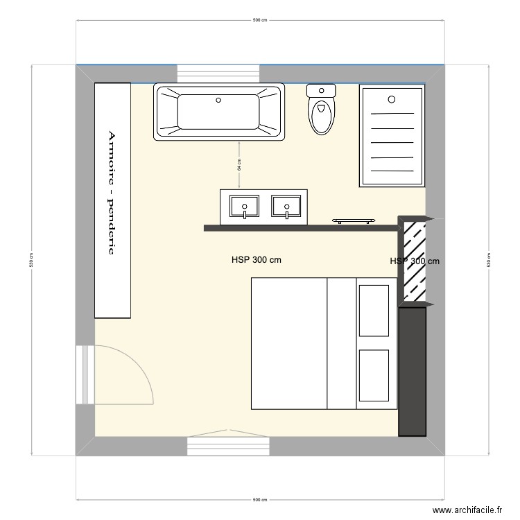 Salle de bain. Plan de 2 pièces et 21 m2