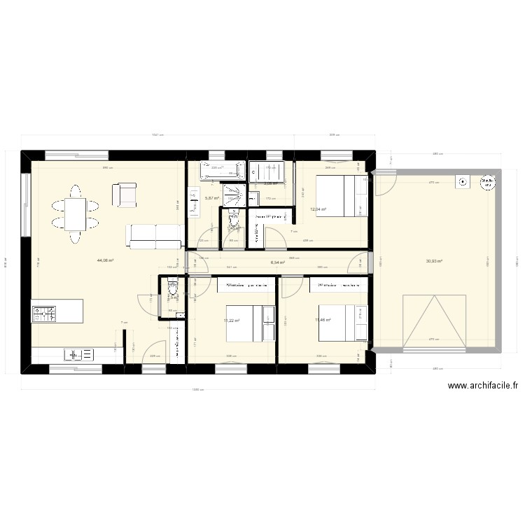 PLAN NOHANENT 2. Plan de 10 pièces et 128 m2