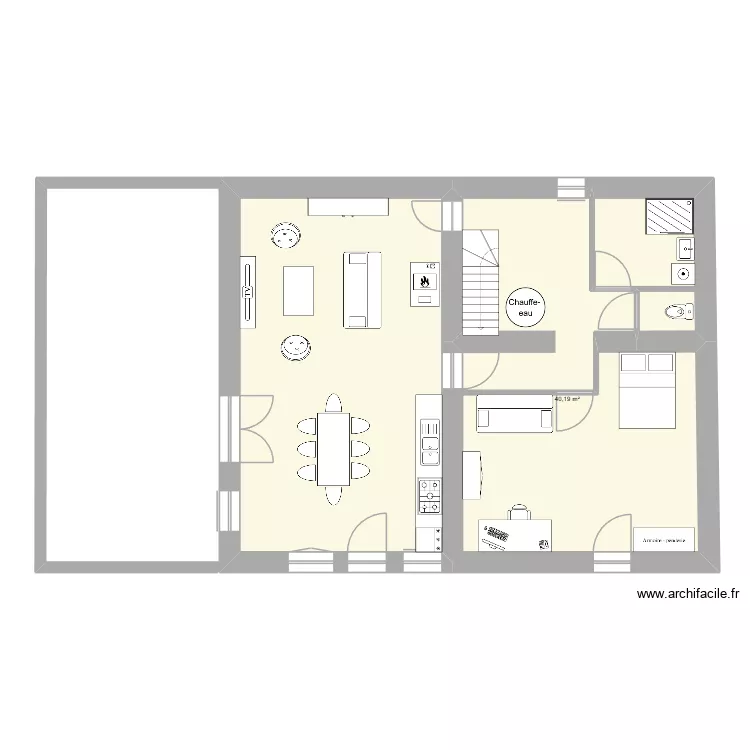 rdc n&deg; 1. Plan de 3 pièces et 91 m²
