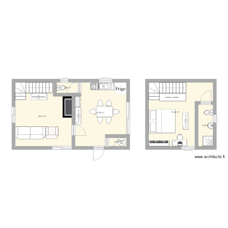 2 pièces 2. Plan de 0 pièce et 0 m2