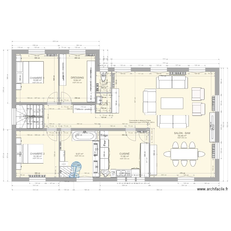 PLAN RDC LUISANT salle de bains modifiée. Plan de 0 pièce et 0 m2