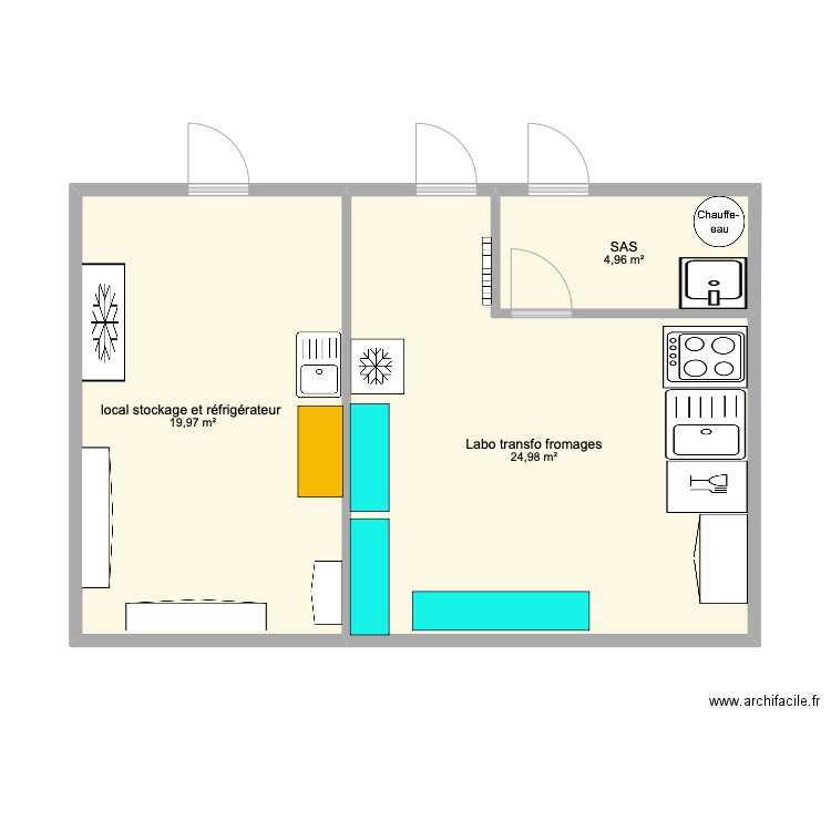 Ancien plan Labo Earl des doucettes. Plan de 3 pièces et 50 m2