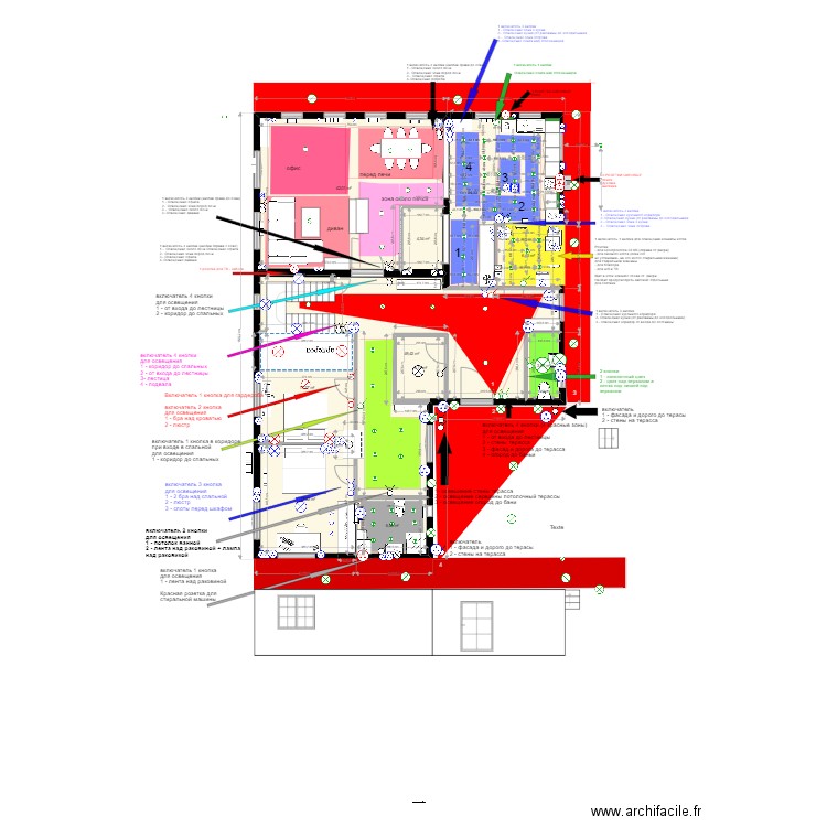 Plan Upirvichi 5 - presque fini electricite. Plan de 10 pièces et 177 m2