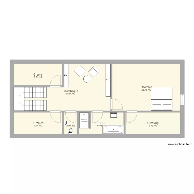 Maison grenier 18. Plan de 