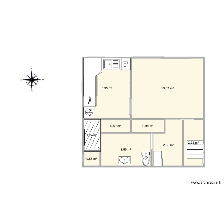 1 personne 30,50. Plan de 9 pièces et 30 m2