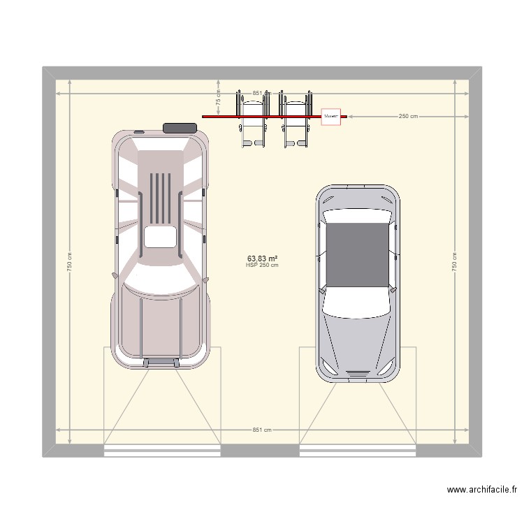 COUSSO BARON GARAGE. Plan de 1 pièce et 64 m2