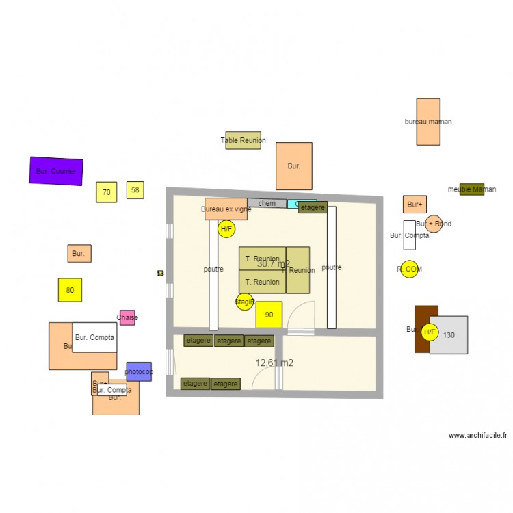 Bureau Etage v2. Plan de 0 pièce et 0 m2