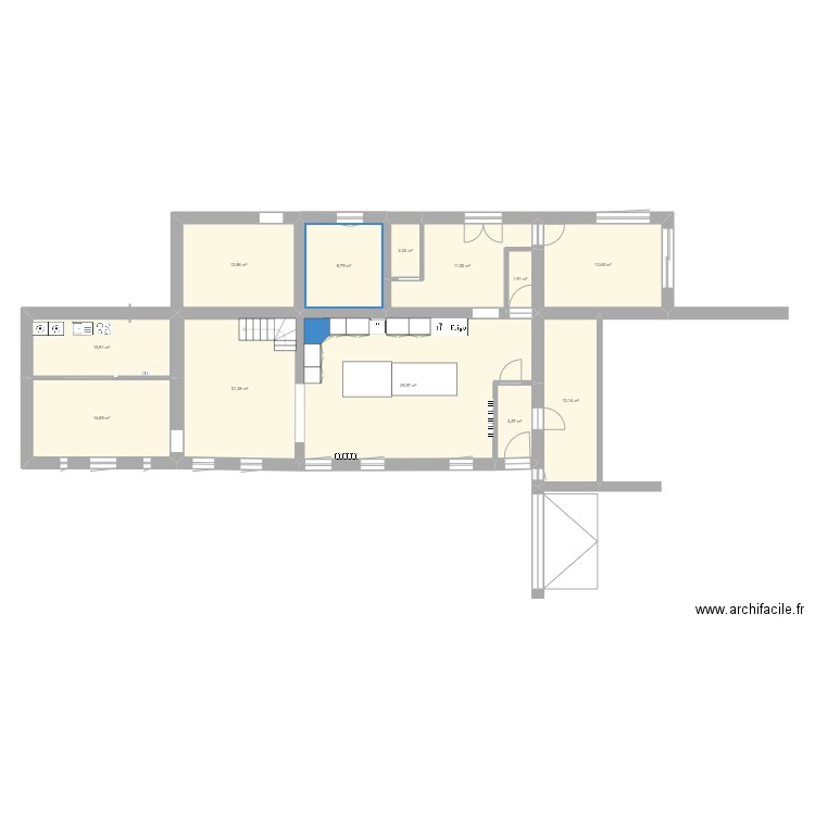 cuisine amour. Plan de 12 pièces et 153 m2