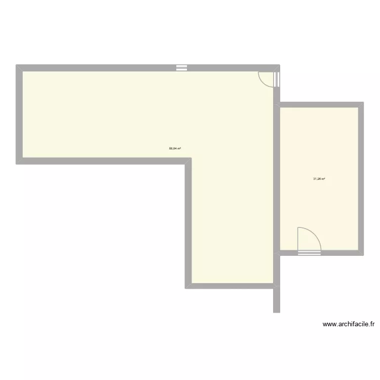 Plan AC. Plan de 2 Pièces et 120 m²
