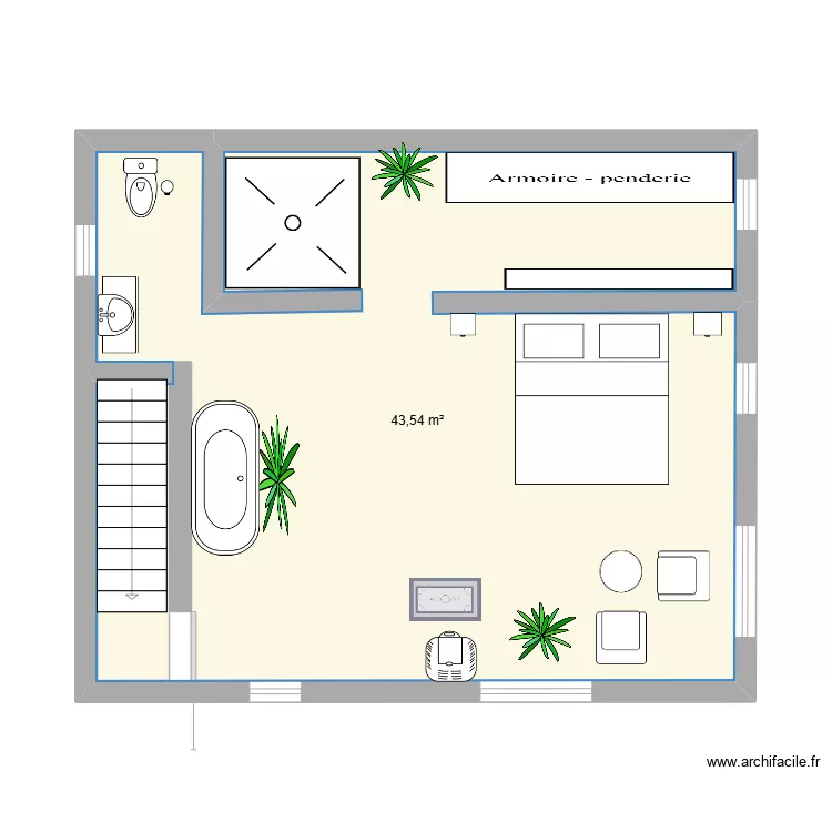2e &eacute;tage plus fenetre. Plan de 