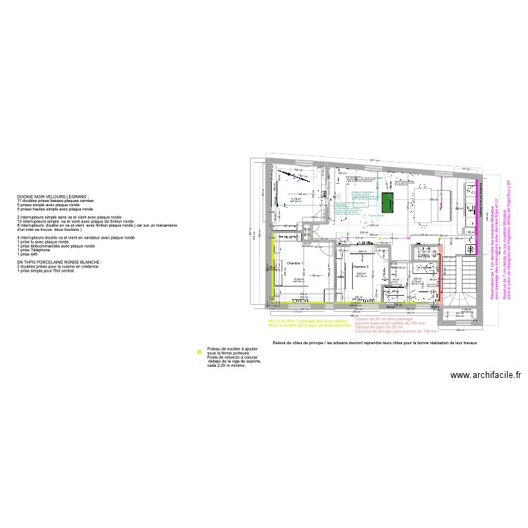  Plan villa Néa / avec étaie dans cloison sdb . Plan de 10 pièces et 45 m2