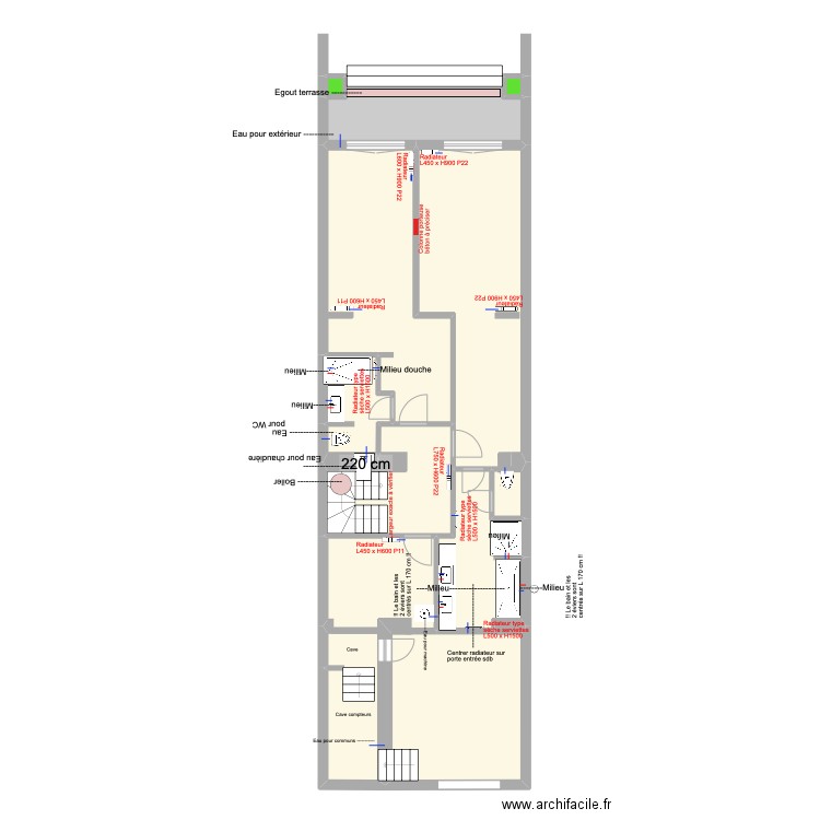 Banning 83 Rez Jardin Eau Chauffage. Plan de 9 pièces et 103 m2