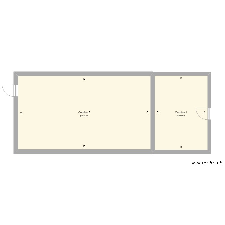 foucher2 combles. Plan de 2 pièces et 55 m2