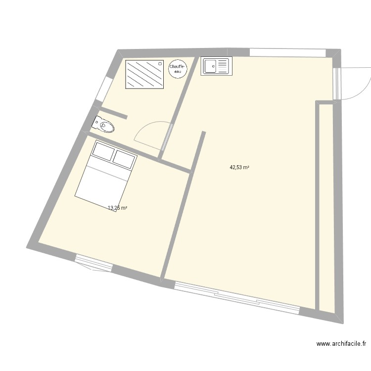 chez Pierre Many2. Plan de 2 pièces et 56 m2