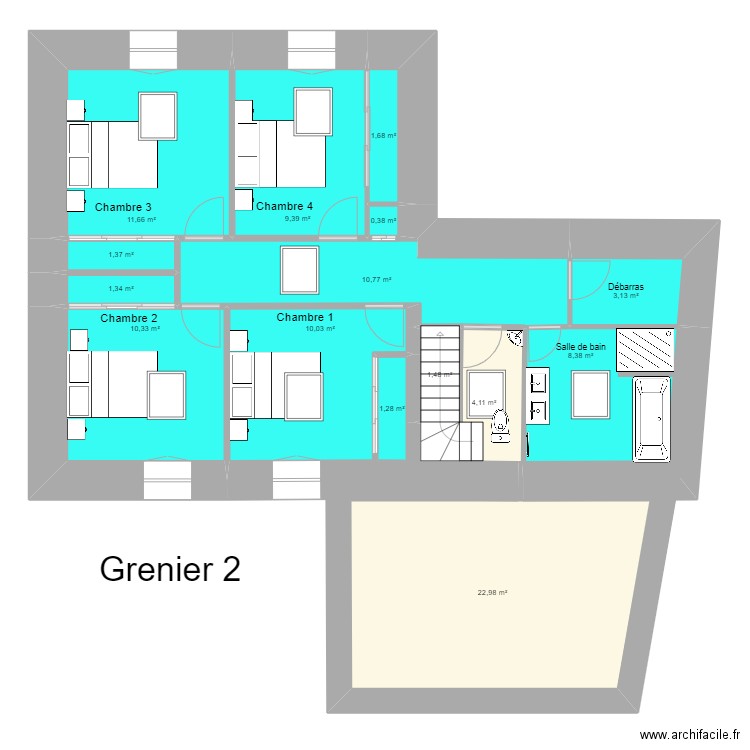 St JULIEN GRENIER 2. Plan de 15 pièces et 98 m2