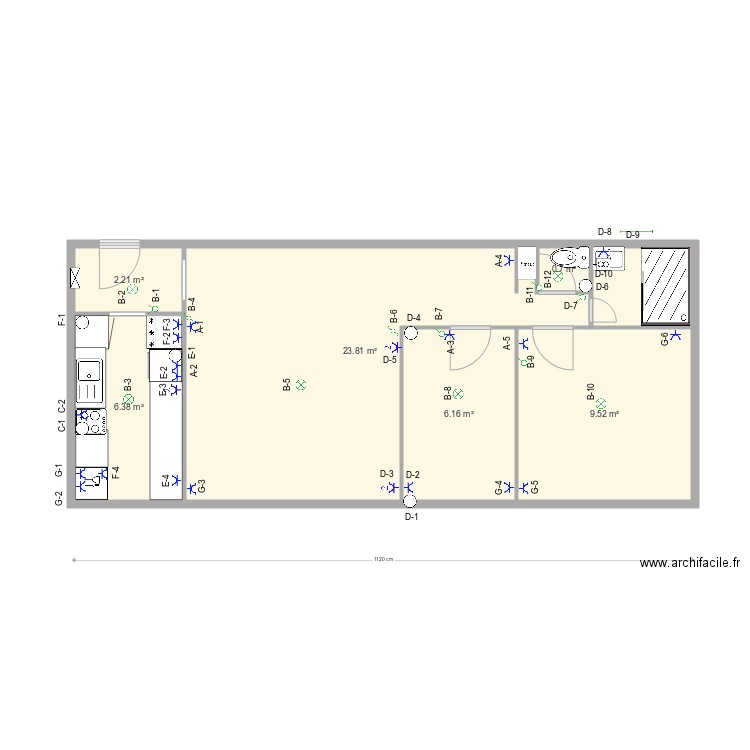 Belalie appartement. Plan de 0 pièce et 0 m2