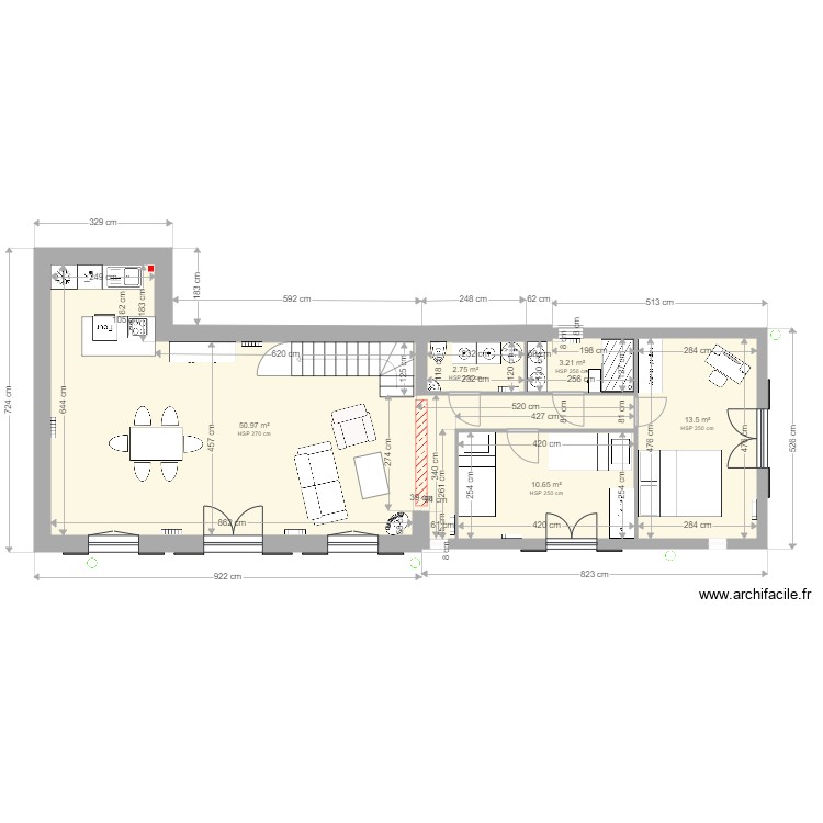 extension finale cot&eacute;e 2 parois vitr&eacute;es. Plan de 0 pièce et 0 m2