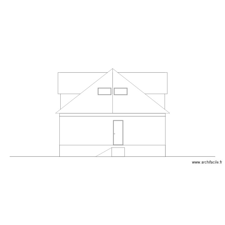 Maison - façade latérale droite. Plan de 0 pièce et 0 m2