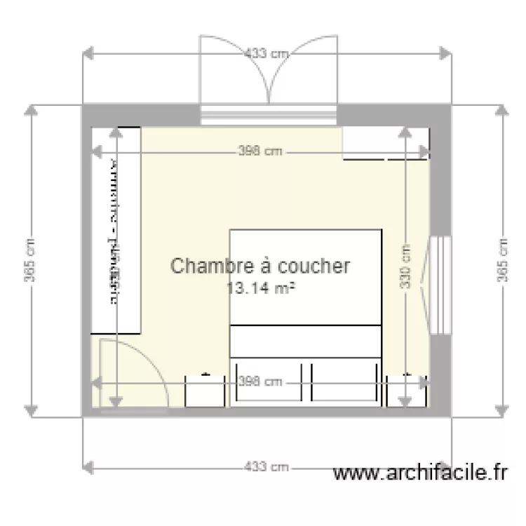 Chambre &agrave; coucher. Plan de 
