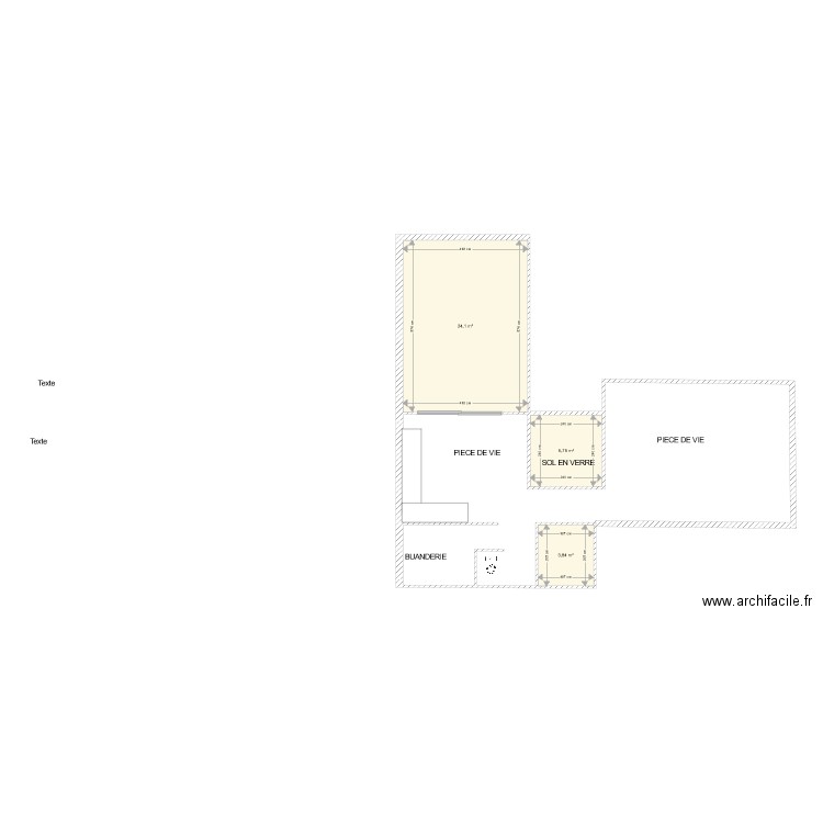 AMOUR ETAGE. Plan de 3 pièces et 34 m2