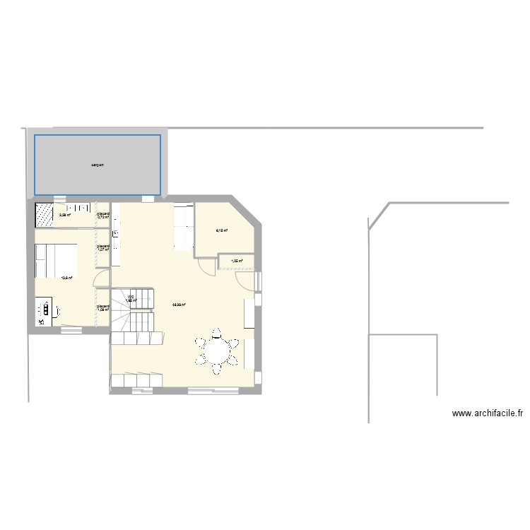 projet Gé compact. Plan de 11 pièces et 93 m2