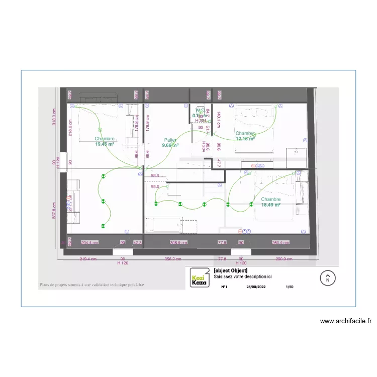 Plan Mont&eacute; etage. Plan de 