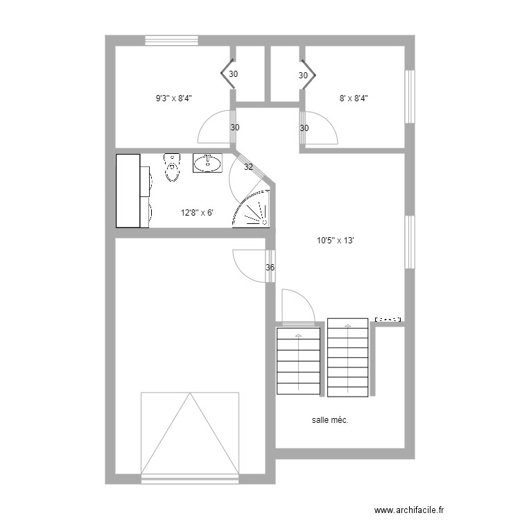 j116 sous sol . Plan de 9 pièces et 141 m2