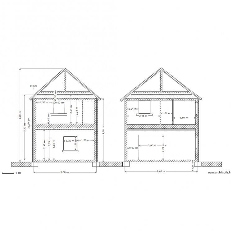 COUPE PROFIL MAISON . Plan de 0 pièce et 0 m2