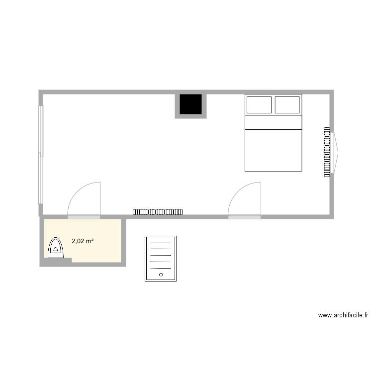 Bains les bains appartement 8. Plan de 2 pièces et 2 m2