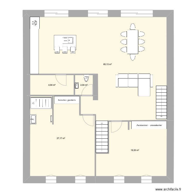 saint marcel étage. Plan de 5 pièces et 119 m2