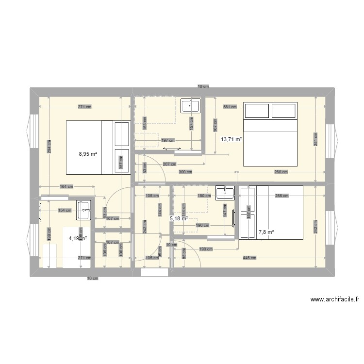 hotel 2 chambres. Plan de 0 pièce et 0 m2