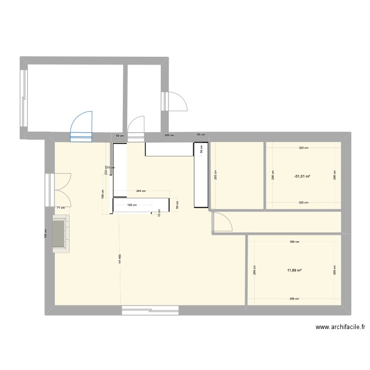 hugo et sophie 2. Plan de 2 pièces et 21 m2