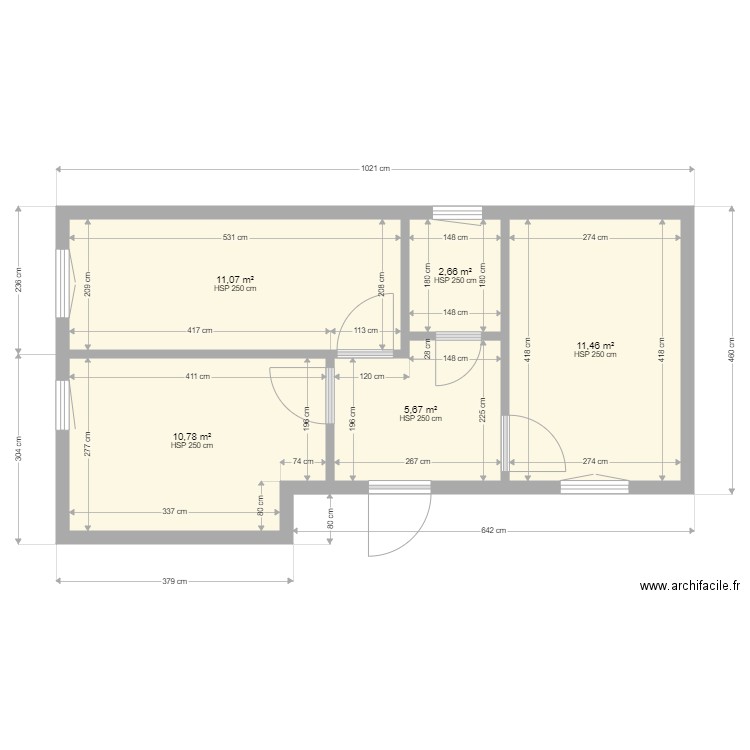 Cabinet médical 33 50 m². Plan de 5 pièces et 42 m2