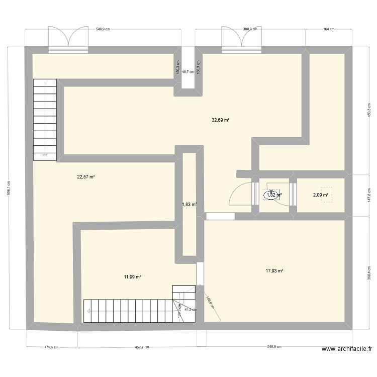 Le mousse . Plan de 7 pièces et 90 m2