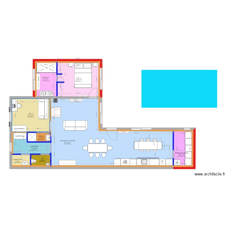 G 7 . Plan de 9 pièces et 98 m2