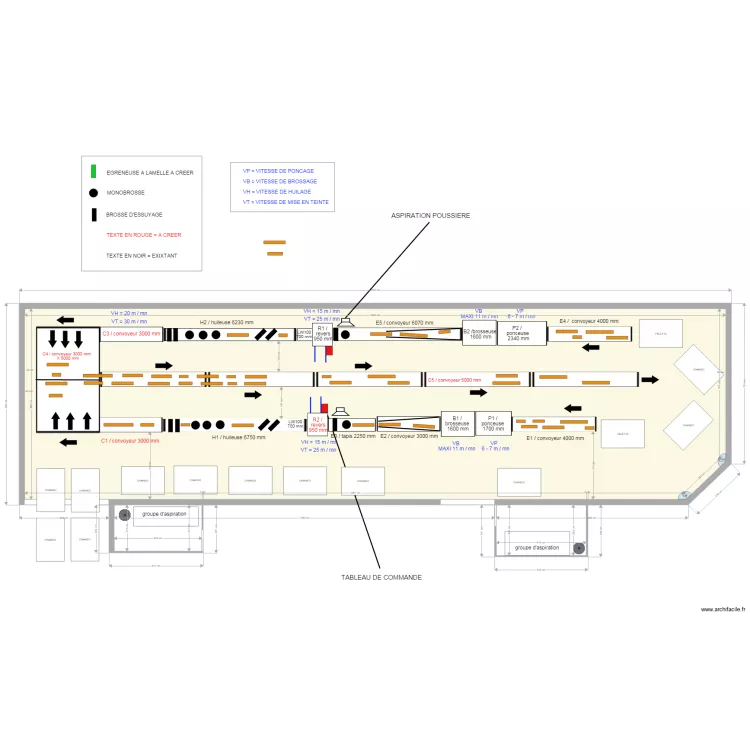 implantation production modifié V19 version avec lames de parquets. Plan de implantation production modifié V19 version avec lames de parquets. Plan de