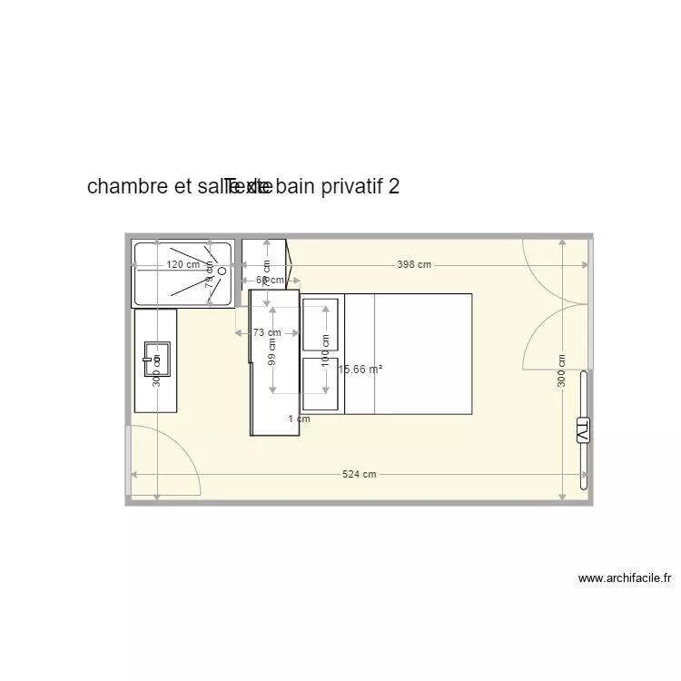 chambre et salle de bain privatif 2. Plan de 