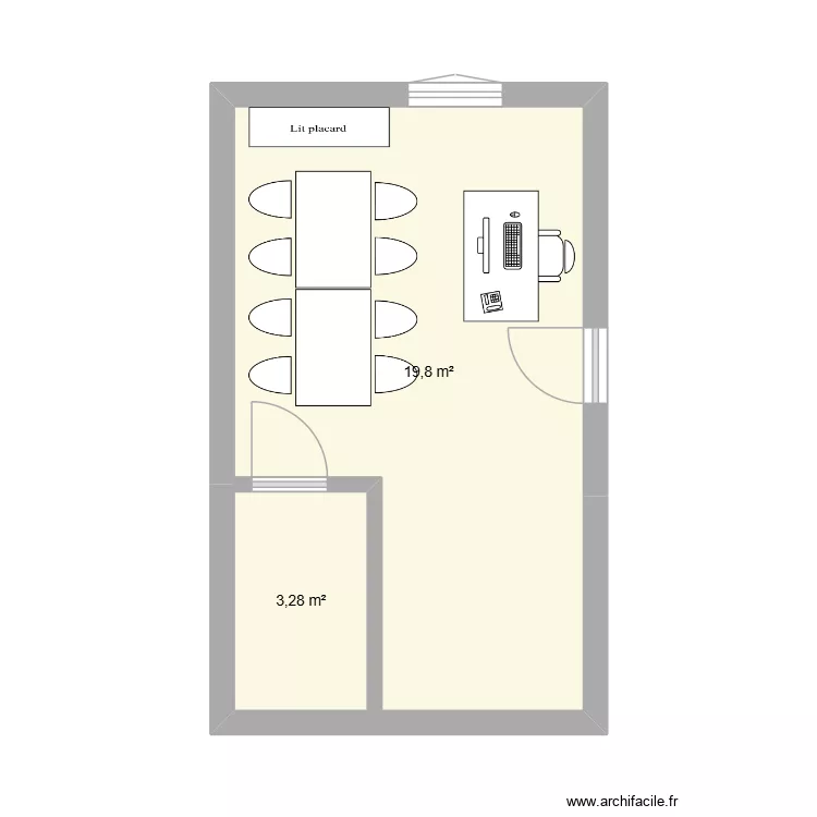 simulation appart. Plan de 2  et 23 m²