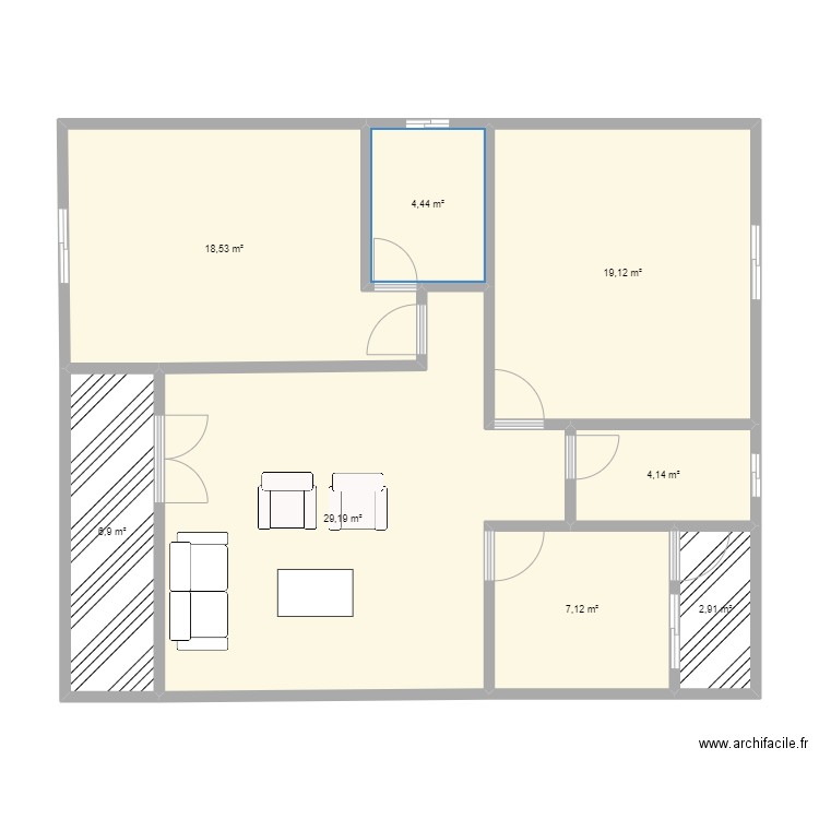 appartement locbaba. Plan de 8 pièces et 92 m2
