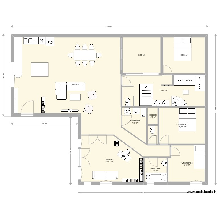 Plan 3ème bis. Plan de 11 pièces et 143 m2