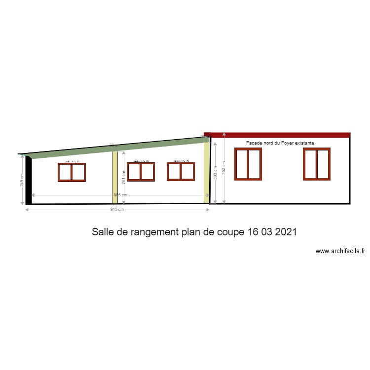 Salle de rangement plan de coupe  16 03 2021. Plan de 0 pièce et 0 m2
