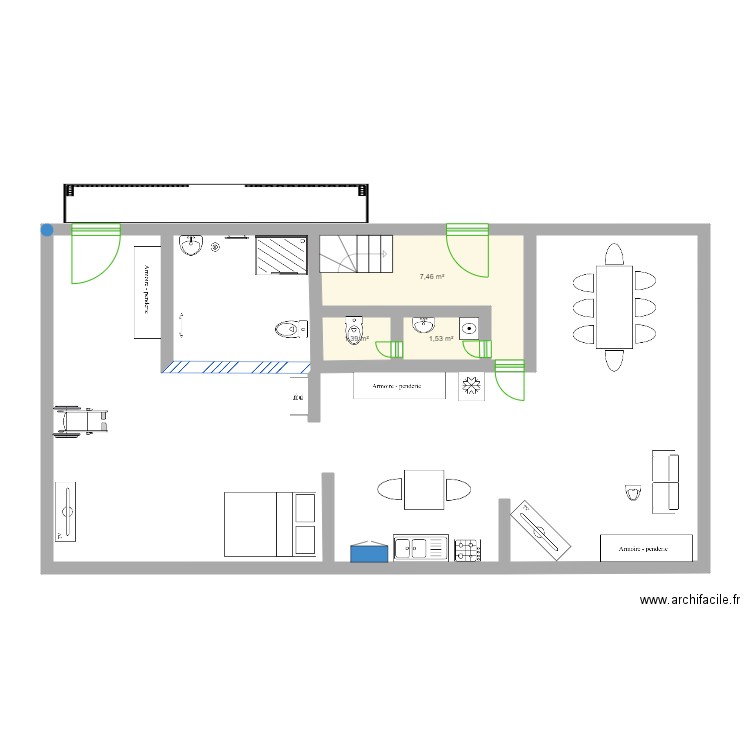 Plan rez de chaussé 3D. Plan de 0 pièce et 0 m2