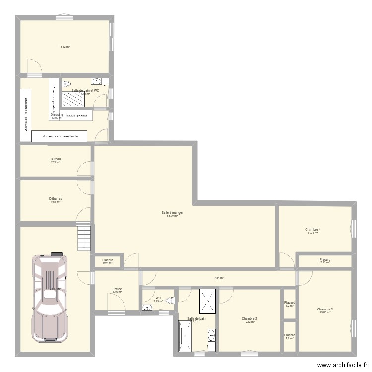 Maison V3. Plan de 18 pièces et 198 m2
