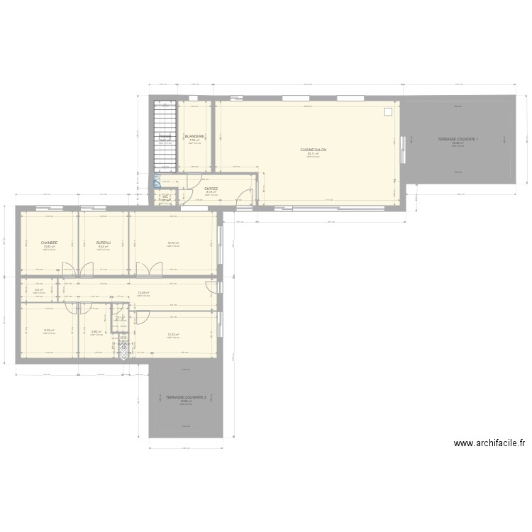 EXISTANT ET EXTENSION. Plan de 0 pièce et 0 m2